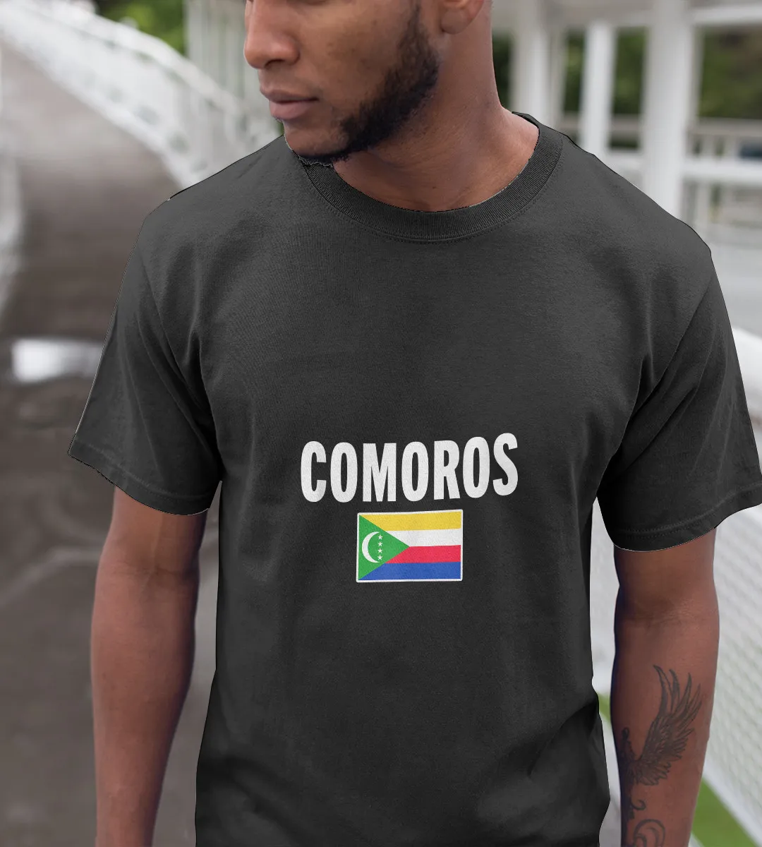 1sttheworld T-Shirt - Comoros Flag Souvenir Gift T-Shirt Black A35