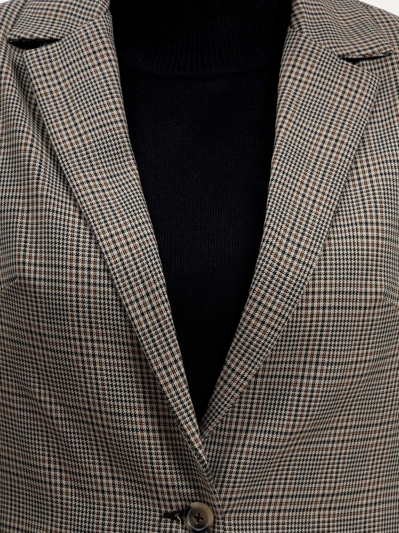 Checkered Single Brested Blazer - Brown and Black