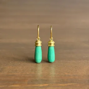 Dark Green Chrysoprase Drop Earrings