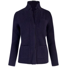 Double Collar Placket Blazer in Navy