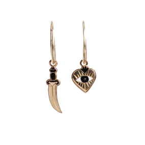 Heart & Dagger Drop Earrings