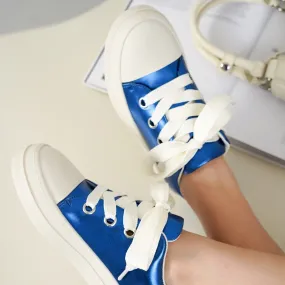 HEATH Blue Metallic Faux Leather Sneaker