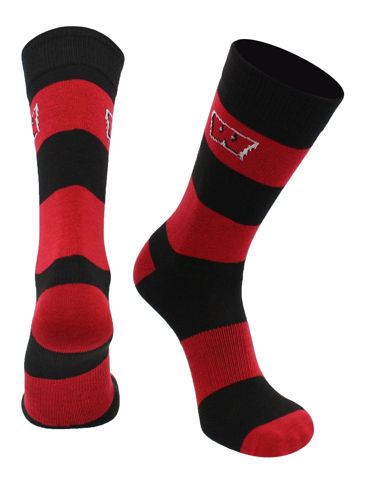 Wisconsin Badgers Socks Game Day Striped Crew Socks